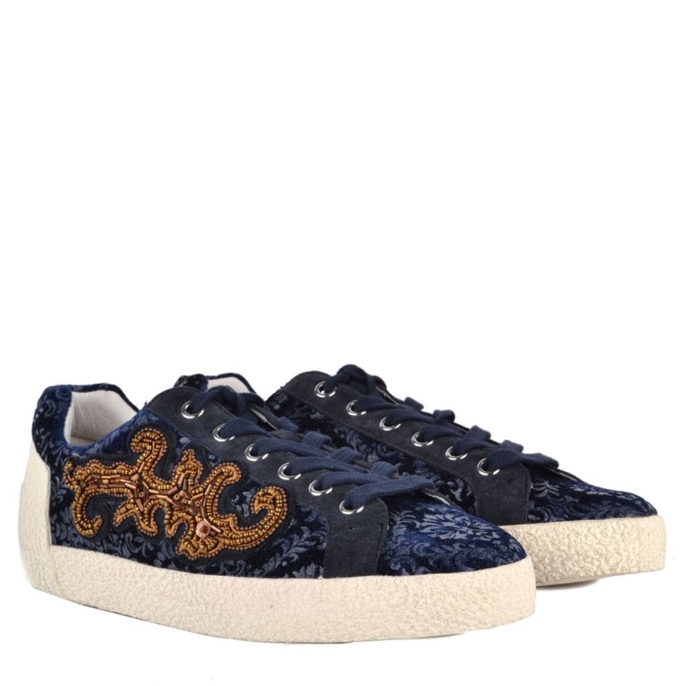 Ash Nymphea Sneakers in Midnight Blue Patterned Velvet
